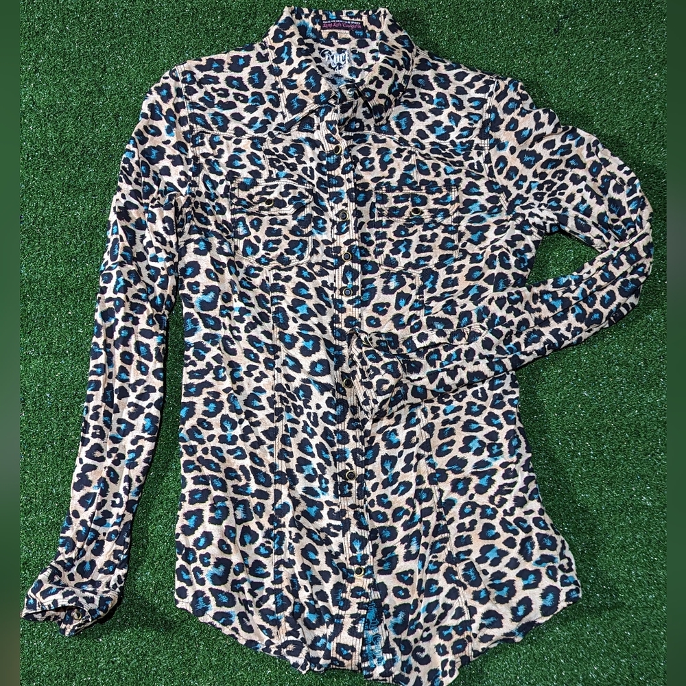Rock 47 by Wrangler rules are meant to be broken animal print cowgirl snap front